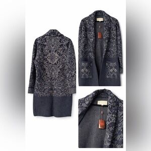 Etro Navy and White Textured Cardigan